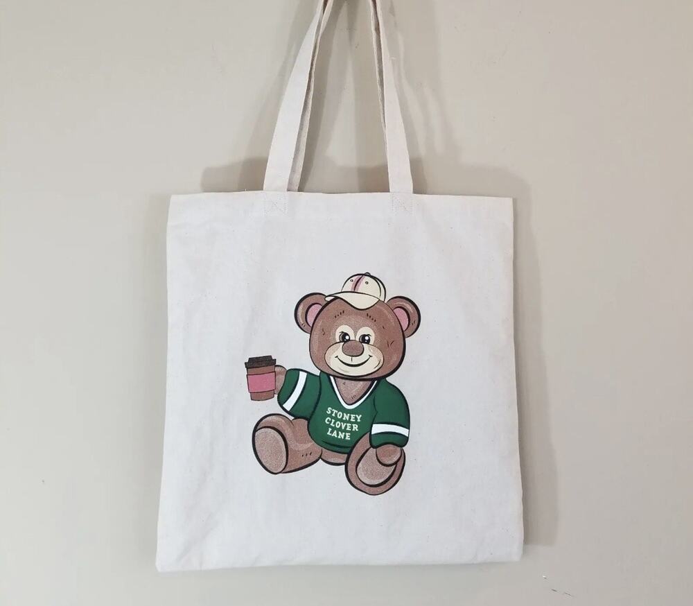 NEW Stoney Clover Lane canvas tote teddy bear Homecoming collection La La Land